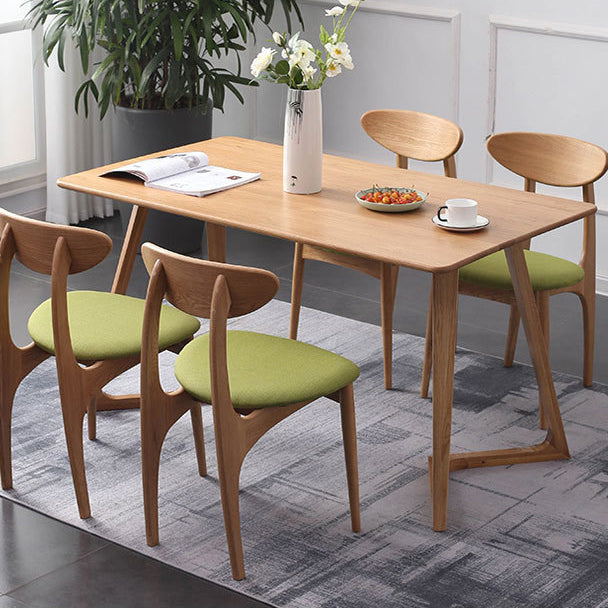 Rectangle White Oak Solid Wood Table Modern Dining Table Double Pedestal for Restaurant