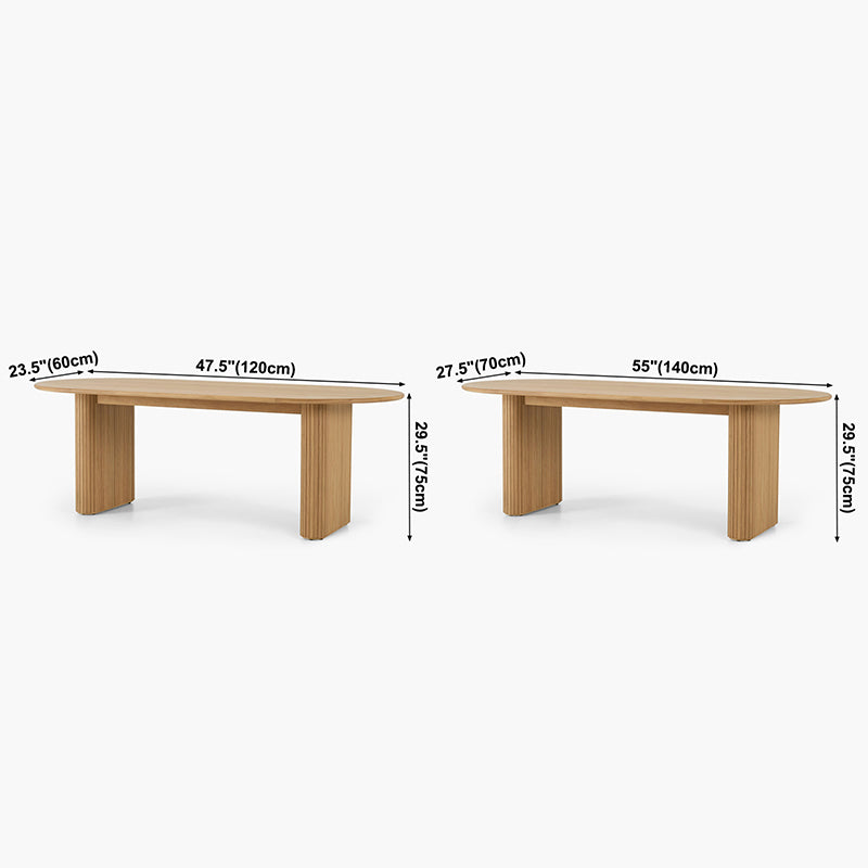 Ovaal vaste dennenhoutbruine toon eettafel eenvoud dubbele voetstuktafel voor eetkamer