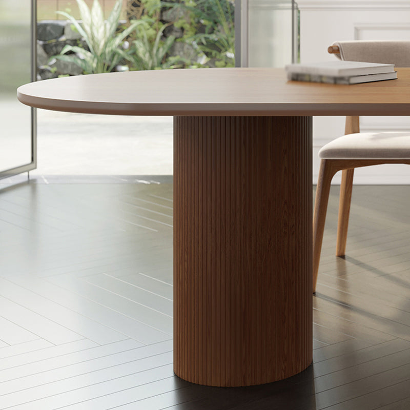 Modern Solid Wood Irregular Shape Dining Table Kitchen Dining Table with Double Pedestal Bases