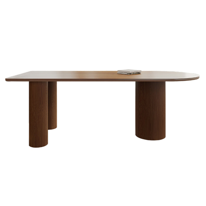 Modern Solid Wood Irregular Shape Dining Table Kitchen Dining Table with Double Pedestal Bases