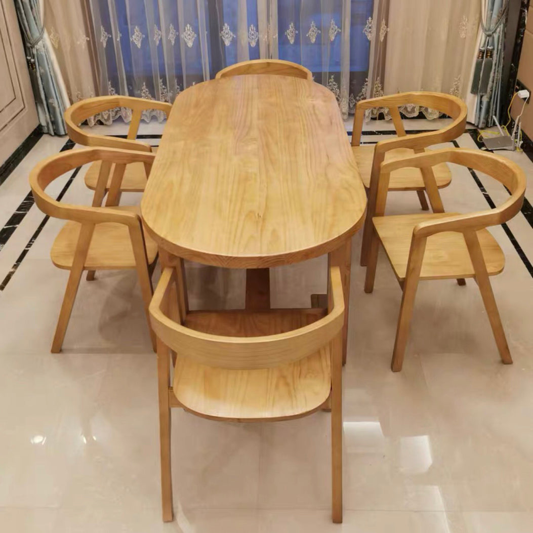 Tavolo da pranzo in tono marrone in legno massiccio ovale semplicità tavolo fisso per sala da pranzo
