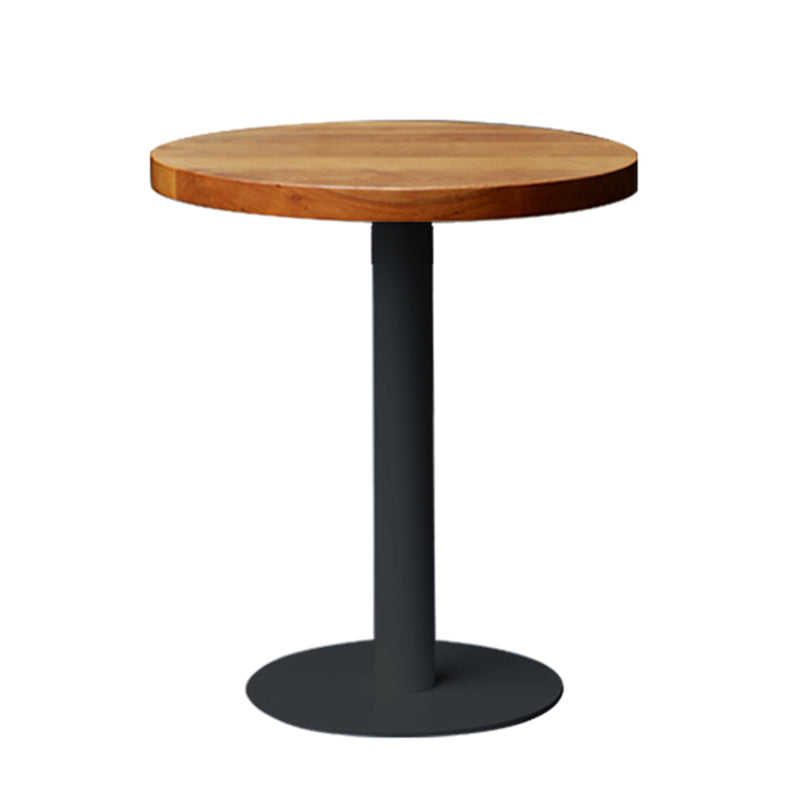Round Casual Dining Table Wood Color Fixed Table of Pinewood Solid Wood