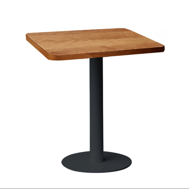 Round Casual Dining Table Wood Color Fixed Table of Pinewood Solid Wood
