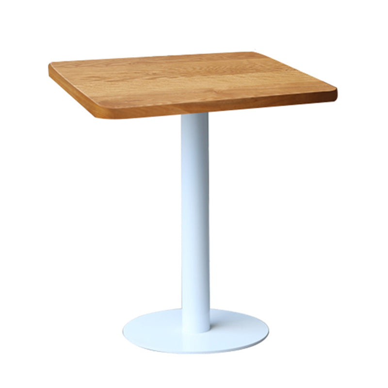 Round Casual Dining Table Wood Color Fixed Table of Pinewood Solid Wood