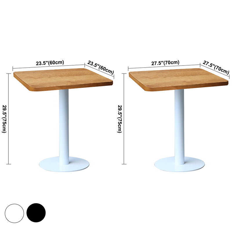 Round Casual Dining Table Wood Color Fixed Table of Pinewood Solid Wood