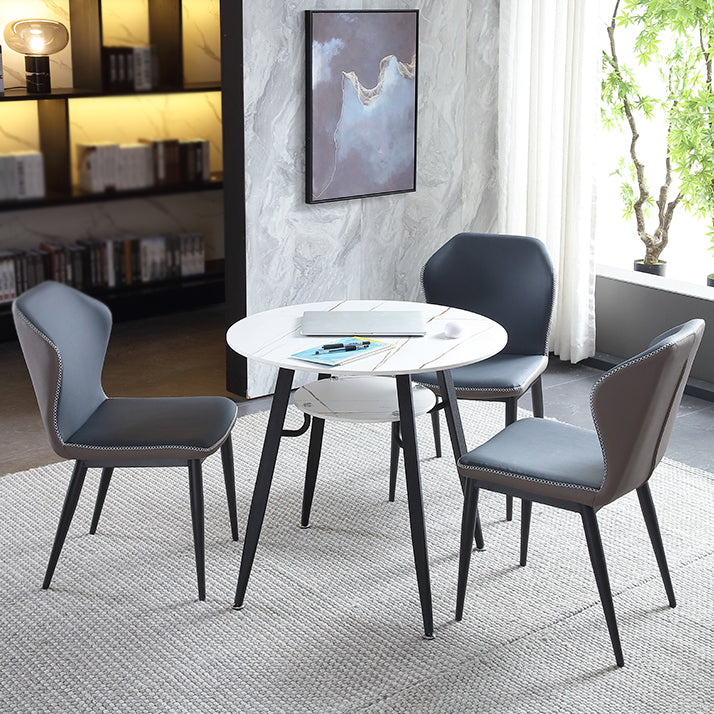 Moderner Stil runder Esszimmer Tisch gesinterte Steintisch mit Metallbasis