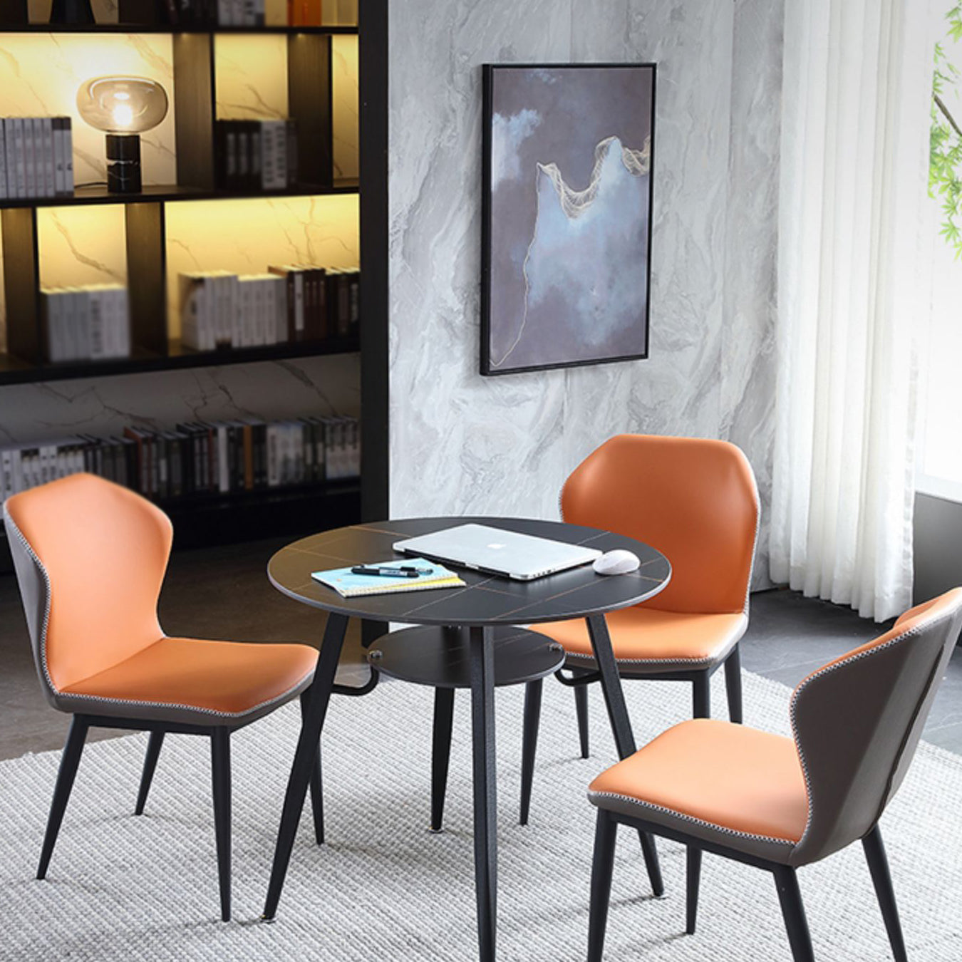 Moderner Stil runder Esszimmer Tisch gesinterte Steintisch mit Metallbasis
