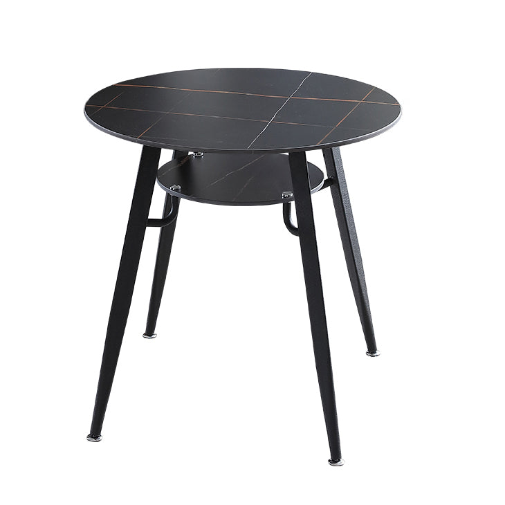 Moderner Stil runder Esszimmer Tisch gesinterte Steintisch mit Metallbasis