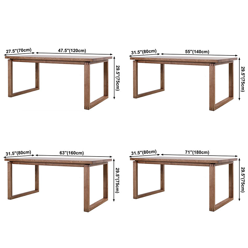 Contemporary Rectangle Shape Kitchen Dining Table Solid Wood Dining Table with Double Pedestal Bases