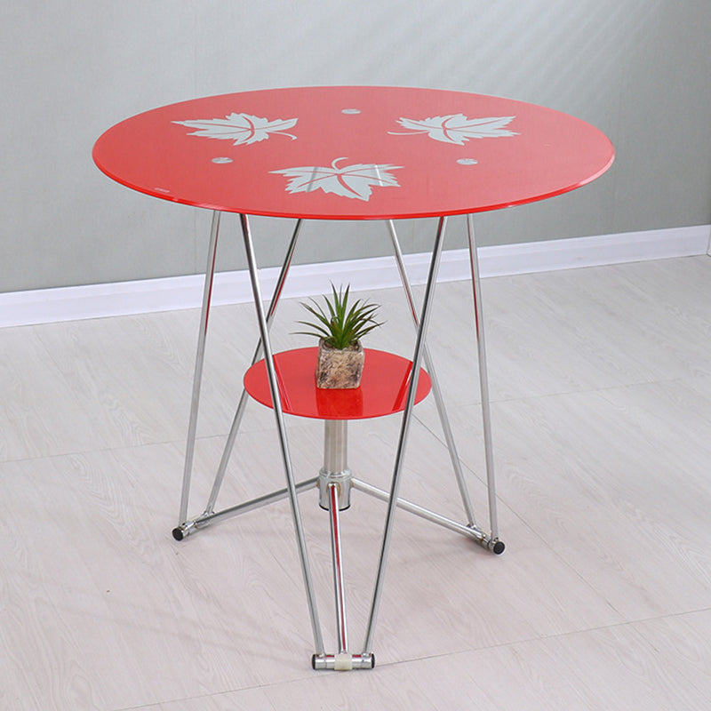 Modern Round Dining Room Table Tempered Glass Table with Pedestal Base for Dining Room