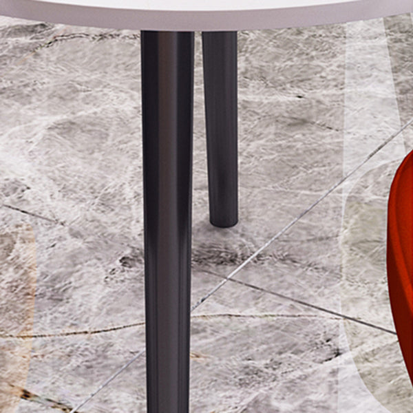 Round Shape 4 Legs Modern Dining Table White Fixed Table of Sintered Stone