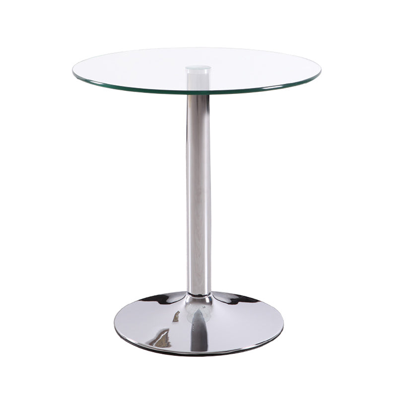 Moderne ronde eettafel van gehard glas met tulponderstel voor eetkamer
