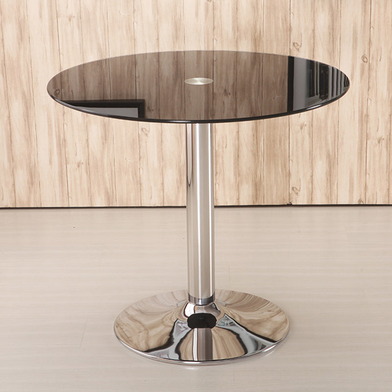 Moderne ronde eettafel van gehard glas met tulponderstel voor eetkamer