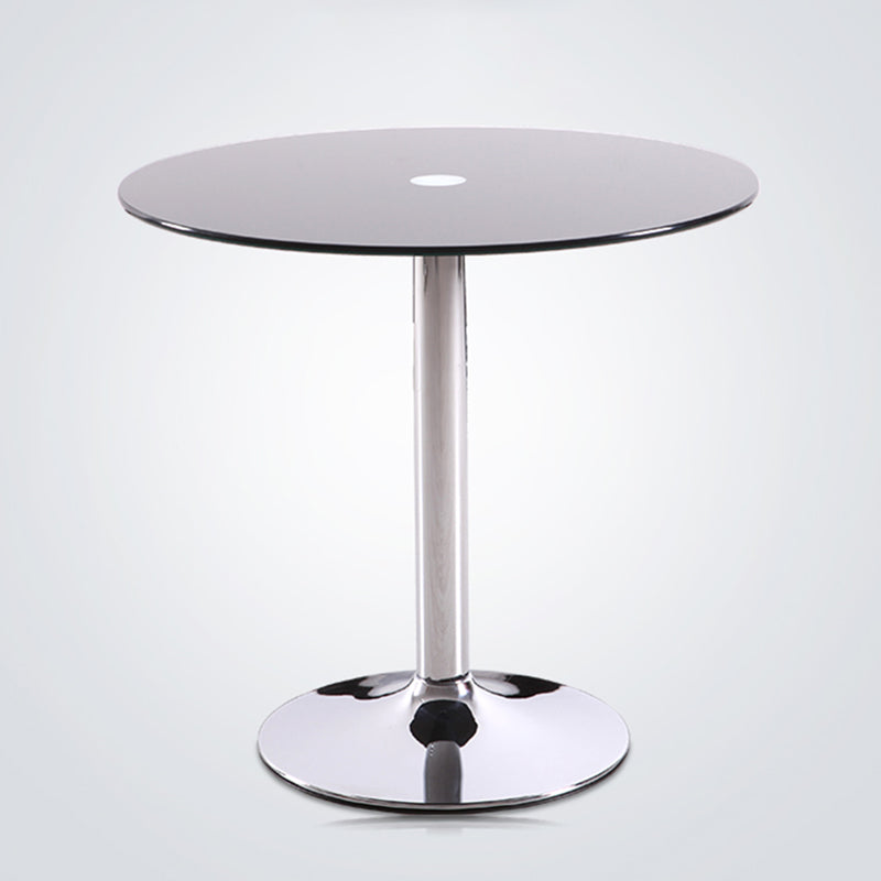 Moderne ronde eettafel van gehard glas met tulponderstel voor eetkamer