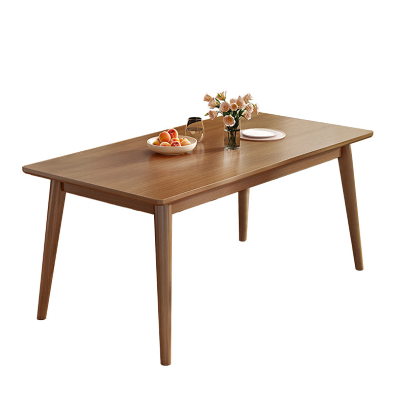Modern Solid Wood Brown Dining Table Rectangle Shape Standard Dining Table for Kitchen