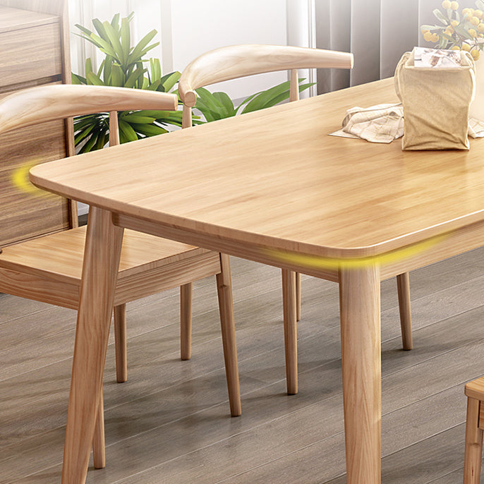Modern Solid Wood Brown Dining Table Rectangle Shape Standard Dining Table for Kitchen