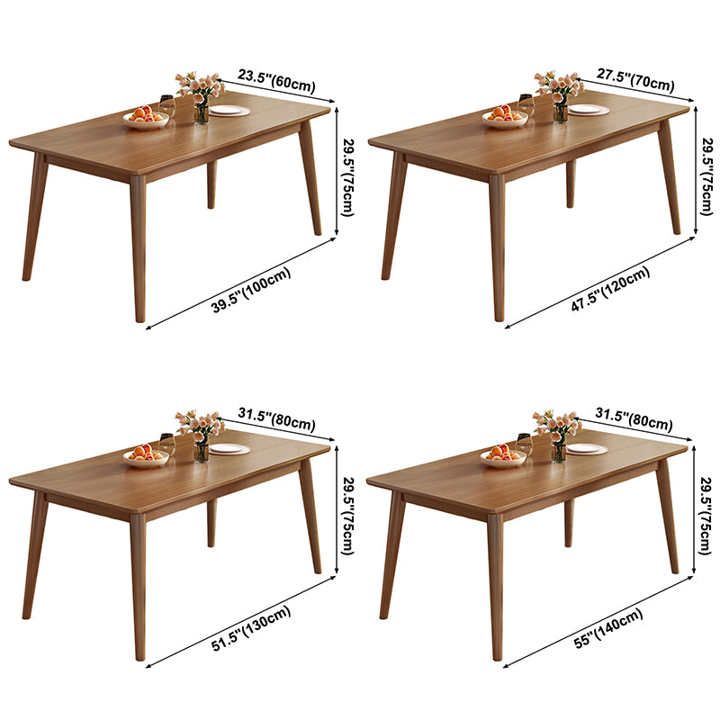 Modern Solid Wood Brown Dining Table Rectangle Shape Standard Dining Table for Kitchen