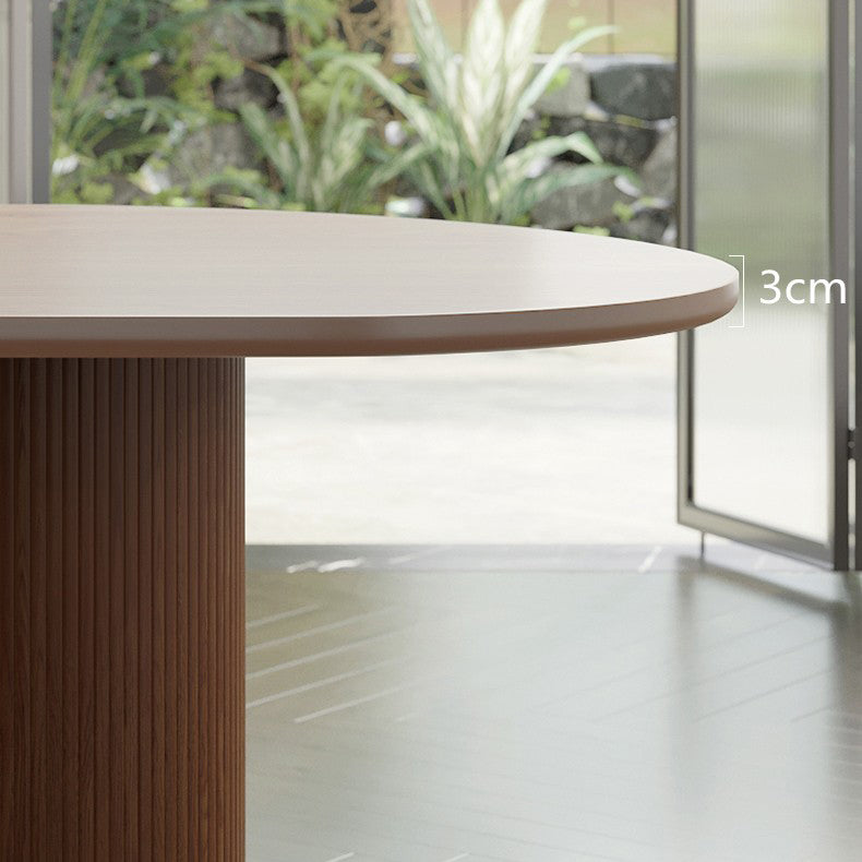 Mesa de forma de comedor de madera maciza de estilo simple para el hogar con base de pedestal doble