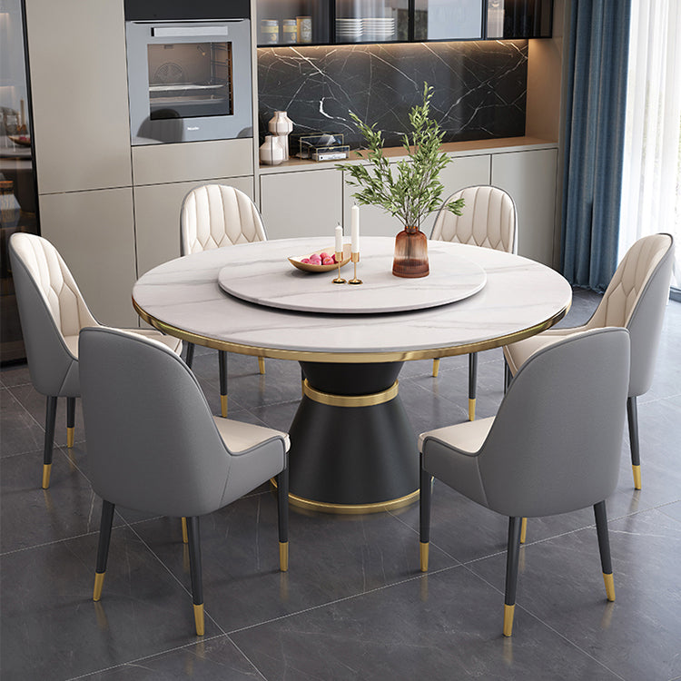 Metal Modern Round Dining Table Sintered Stone Table for Kitchen and Dining Room