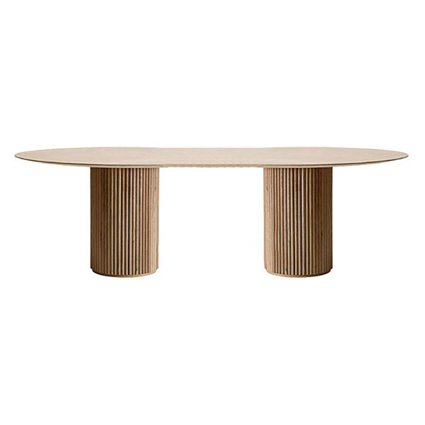Solid Wood Contemporary Oval Indoor Table Wood Top Table for Dining Room and Kitchen