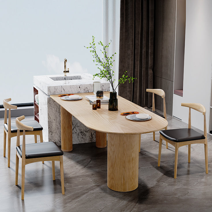 Solid Wood Contemporary Free Form Dining Table Wood Top Table for Home