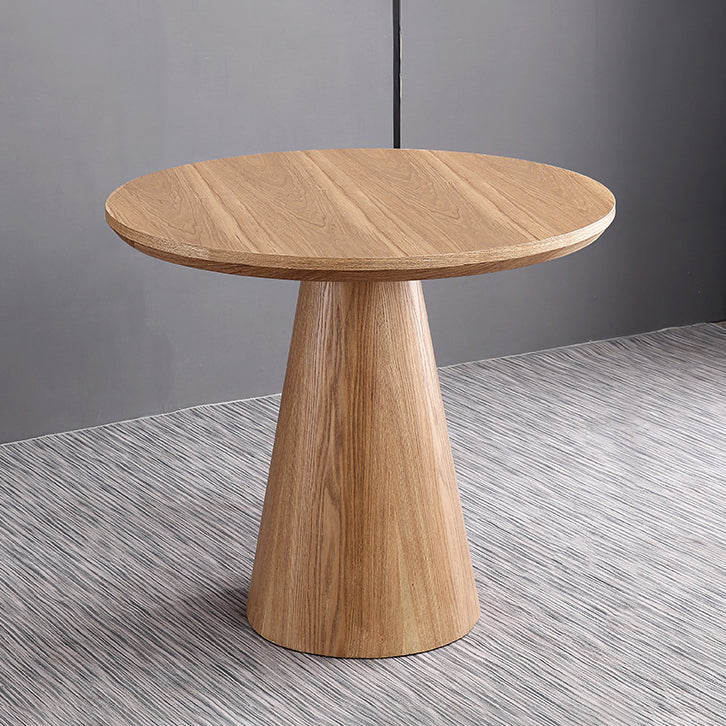 Solid Wood Brown Tone Dining Table Contemporary Pedestal Table for Dining Room