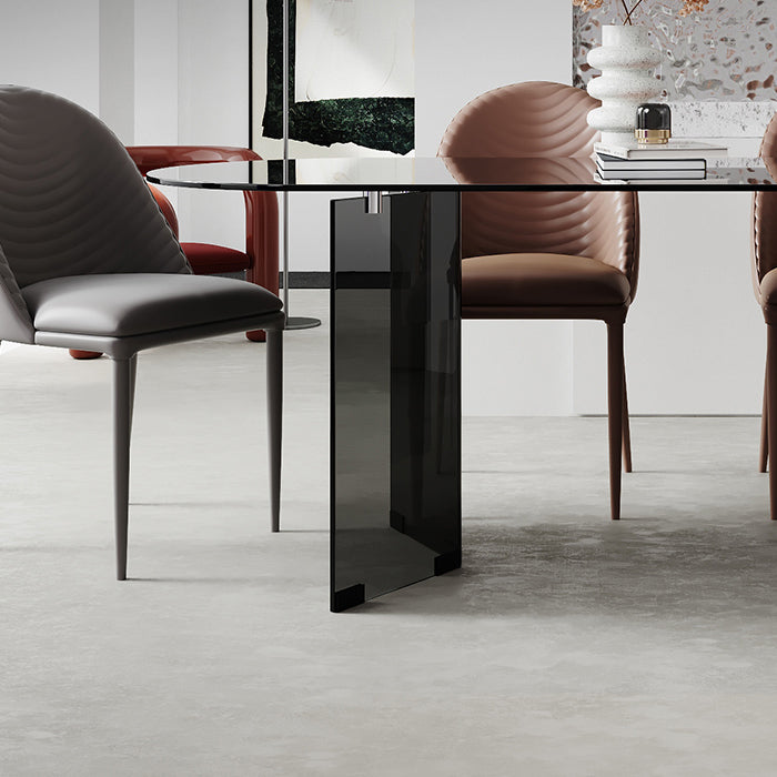Glas zeitgenössische freie Form eines Esstischs klarer Glas für Esszimmer