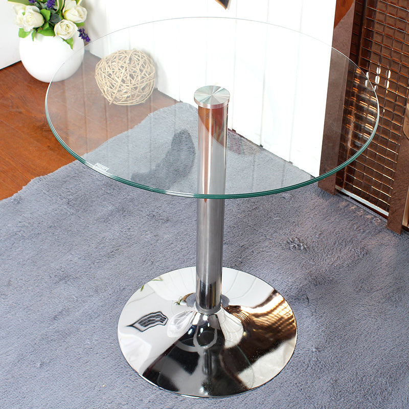 Round Tulip Base Contemporary Dining Table Three-Color Fixed Table of Glass