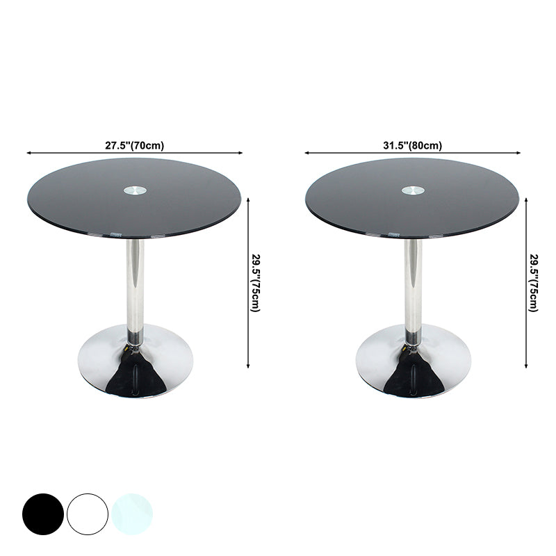 Round Tulip Base Contemporary Dining Table Three-Color Fixed Table of Glass