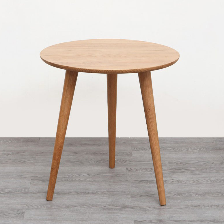Contemporary Round Dining Table Oak Solid Wood Table with 3 Legs for Dining Room