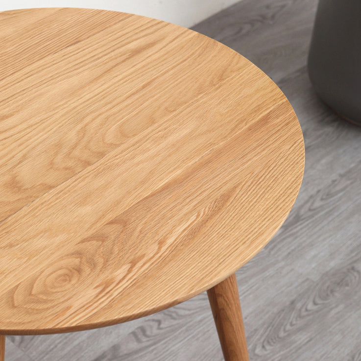 Contemporary Round Dining Table Oak Solid Wood Table with 3 Legs for Dining Room