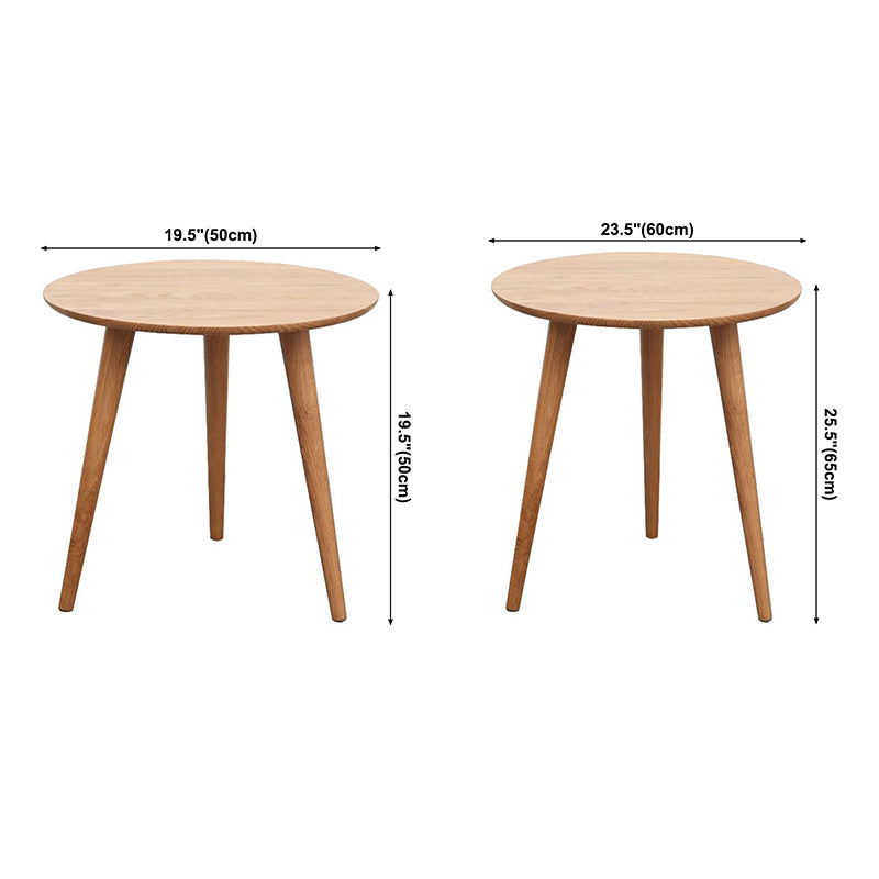Contemporary Round Dining Table Oak Solid Wood Table with 3 Legs for Dining Room
