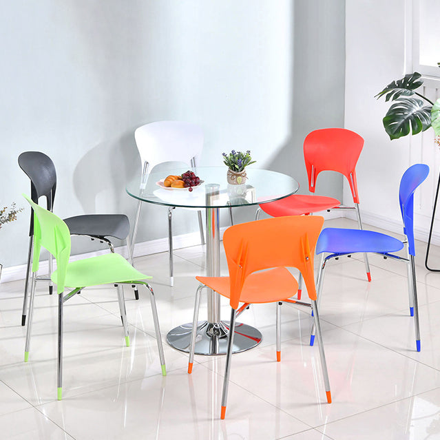 Modern Style Glass Kitchen Dining Table Round Table with Tulip Base for Home Use