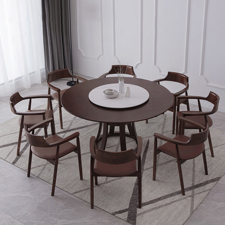 Modern Style Home Solid Wood Dining Table Round Shape Table with Single Pedestal