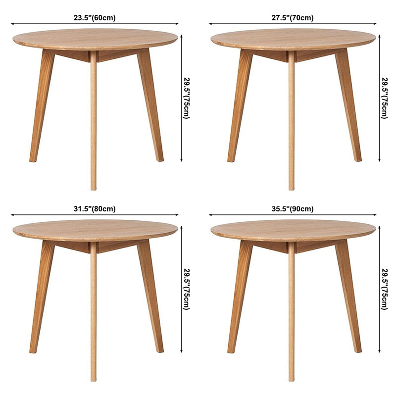 Solid Wood Tripod Base Dining Table Simplicity Style Round Dinette Table