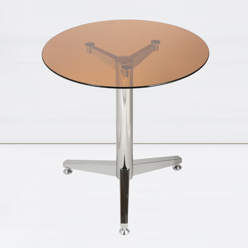 Modern Round Dining Room Table Tempered Glass Table with Pedestal Base