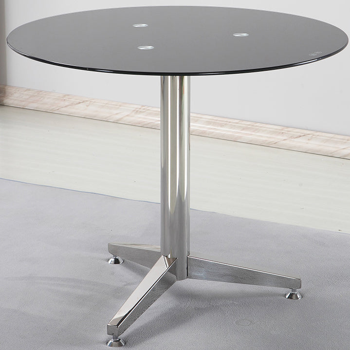 Modern Round Dining Room Table Tempered Glass Table with Pedestal Base