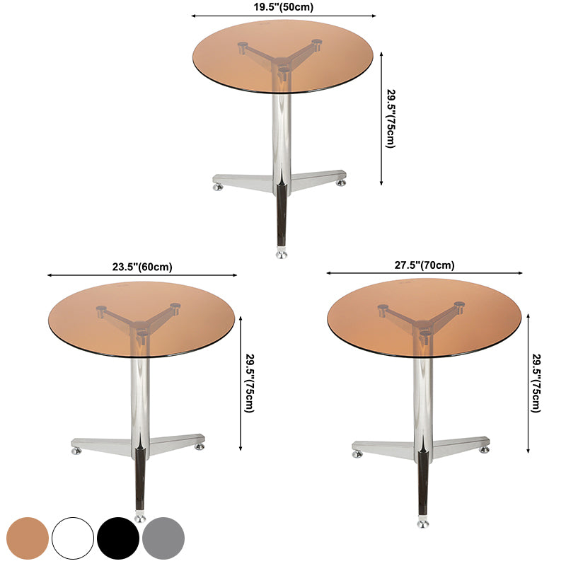 Modern Round Dining Room Table Tempered Glass Table with Pedestal Base