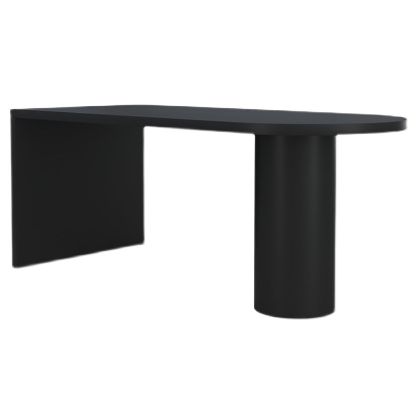 Minimalist Kitchen Irregular Shape Dining Table Solid Wood Dining Table with Double Pedestal Bases