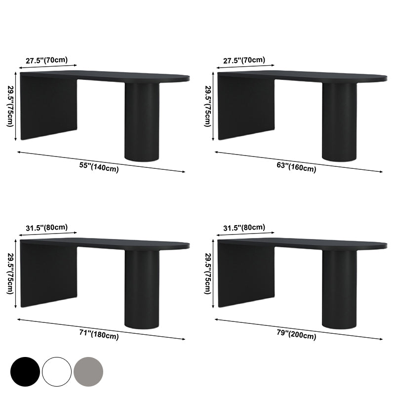 Minimalist Kitchen Irregular Shape Dining Table Solid Wood Dining Table with Double Pedestal Bases