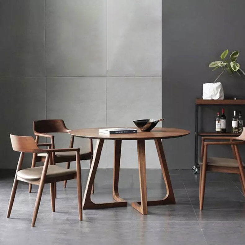 Tablette à double piédestal ronde Pine en bois massif meubles de salle à manger en bois massif