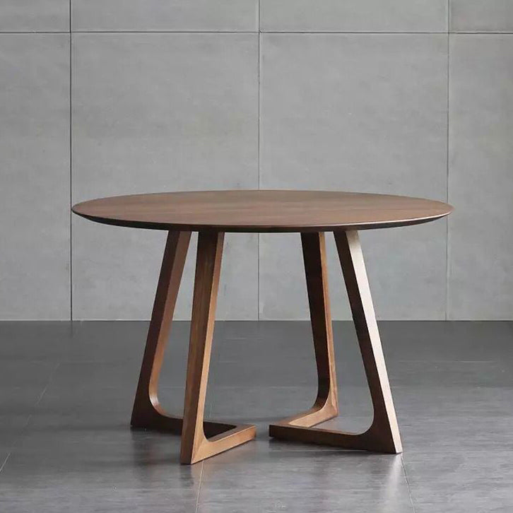 Tablette à double piédestal ronde Pine en bois massif meubles de salle à manger en bois massif