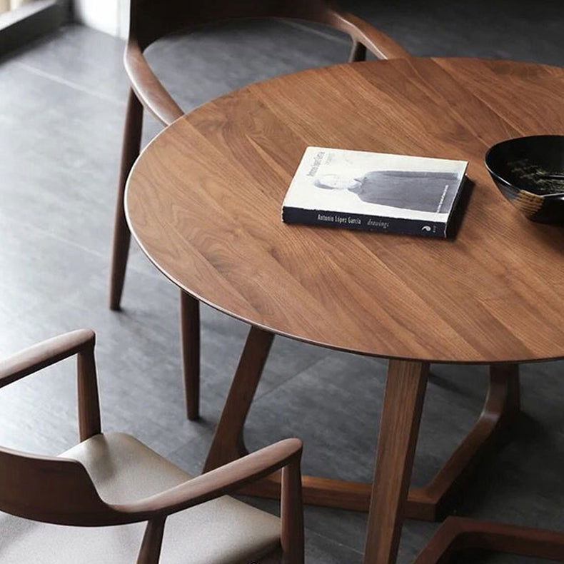 Tablette à double piédestal ronde Pine en bois massif meubles de salle à manger en bois massif