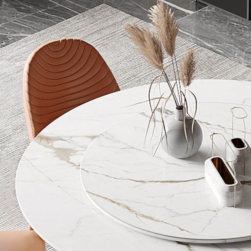 Metal Contemporary Round Dining Table Marble Top Table for Dining Room