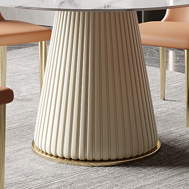 Metal Contemporary Round Dining Table Marble Top Table for Dining Room