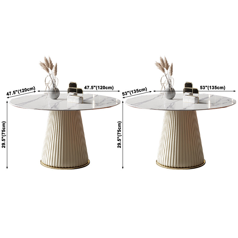 Metal Contemporary Round Dining Table Marble Top Table for Dining Room
