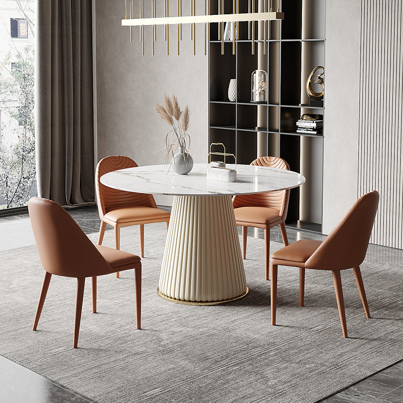 Metal Contemporary Round Dining Table Marble Top Table for Dining Room