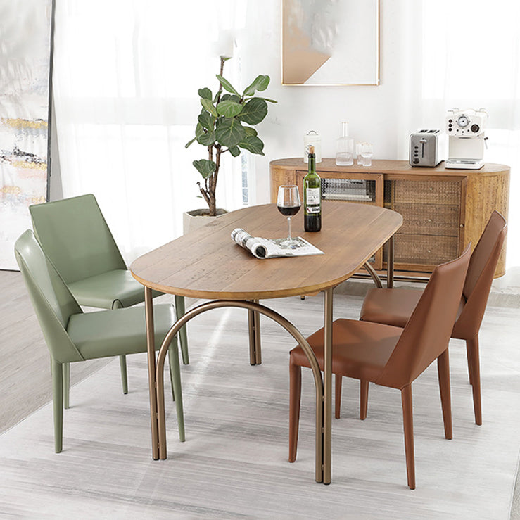 Moderner Stil Masster Holz Esstisch Brauner ovaler Tisch mit 4 Beinen für Esszimmer