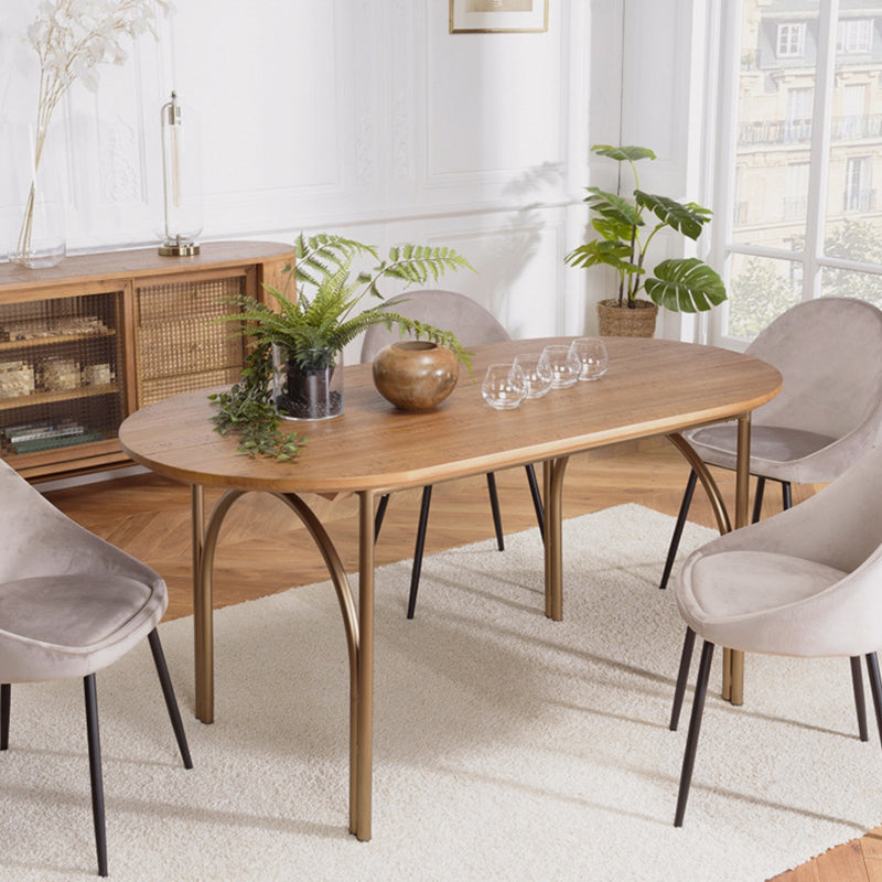 Moderner Stil Masster Holz Esstisch Brauner ovaler Tisch mit 4 Beinen für Esszimmer