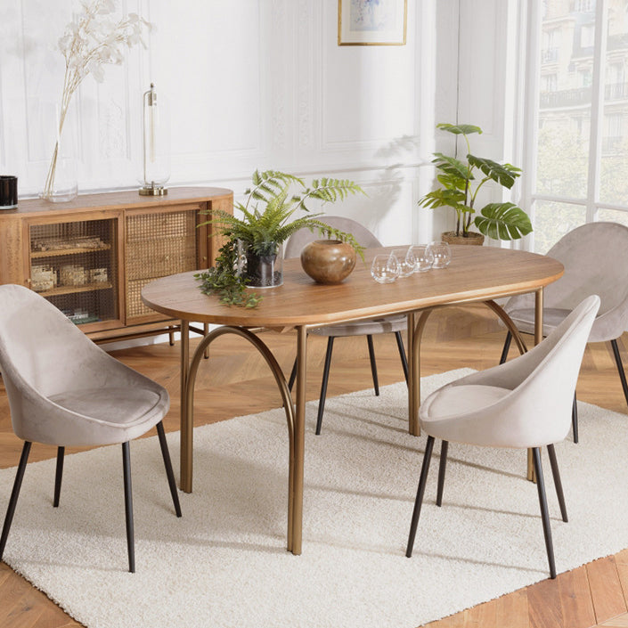 Moderner Stil Masster Holz Esstisch Brauner ovaler Tisch mit 4 Beinen für Esszimmer